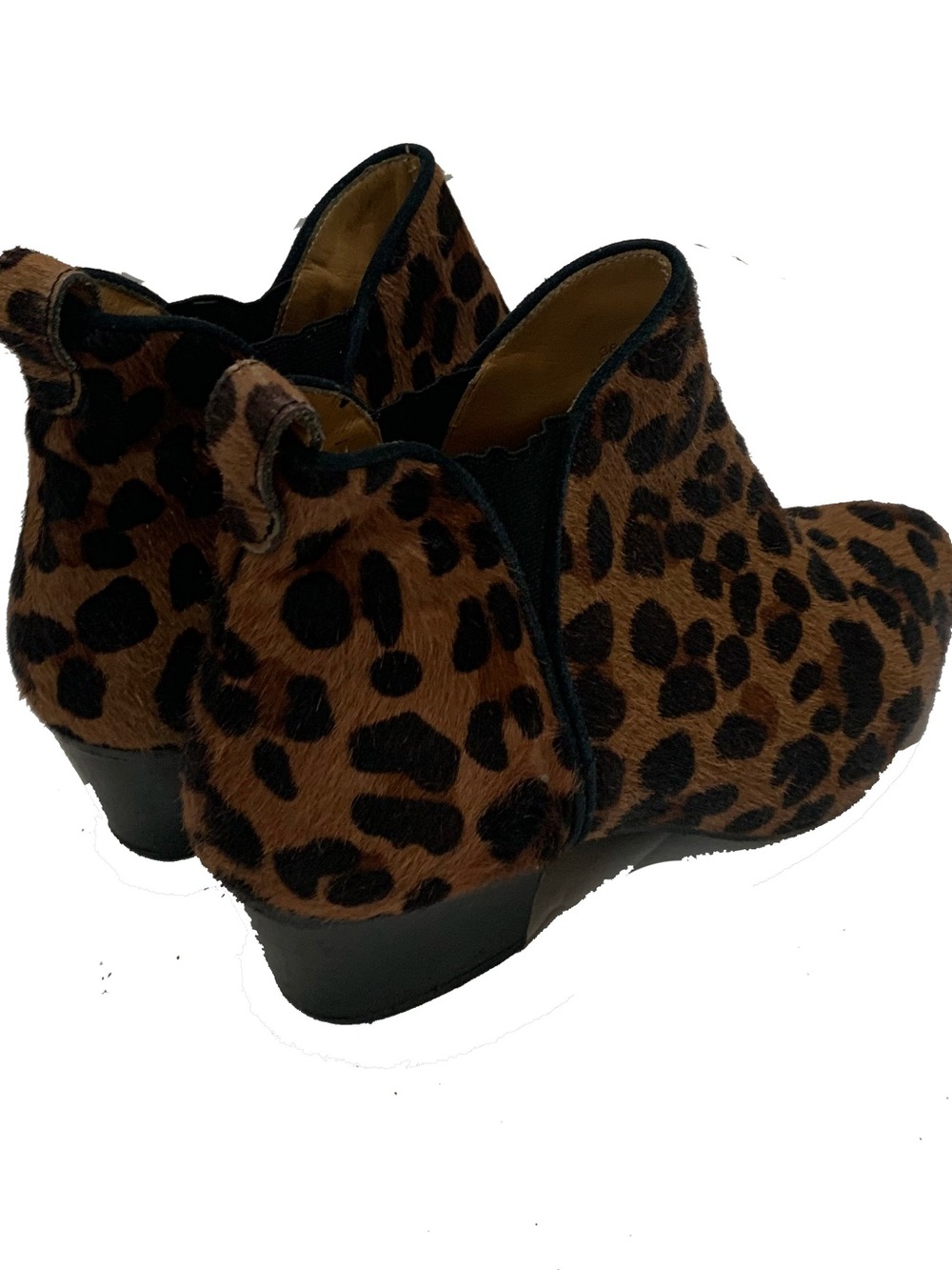sezane Leopard Print Ankle Booties - Brown & Black